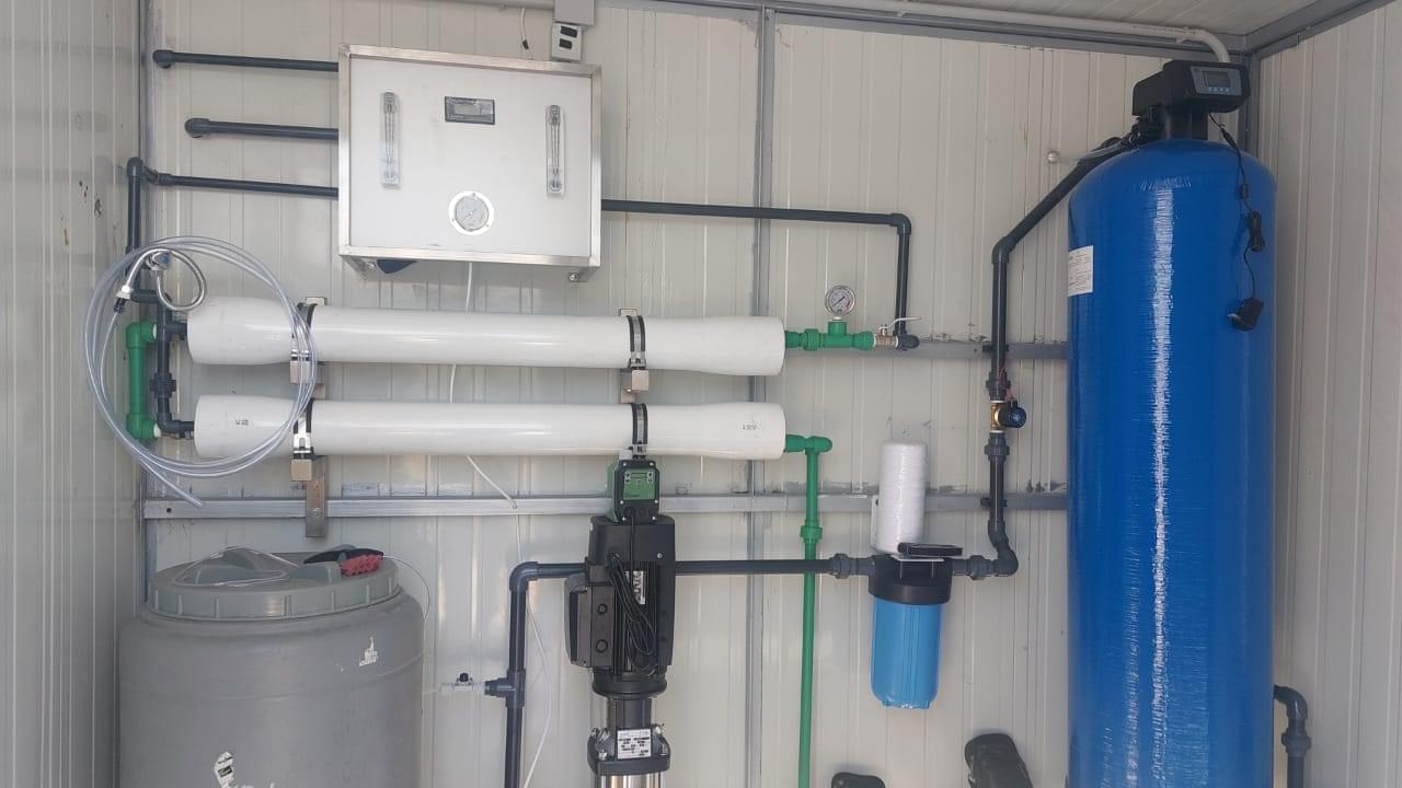 Reverse osmosis skid installed in water treatment facility